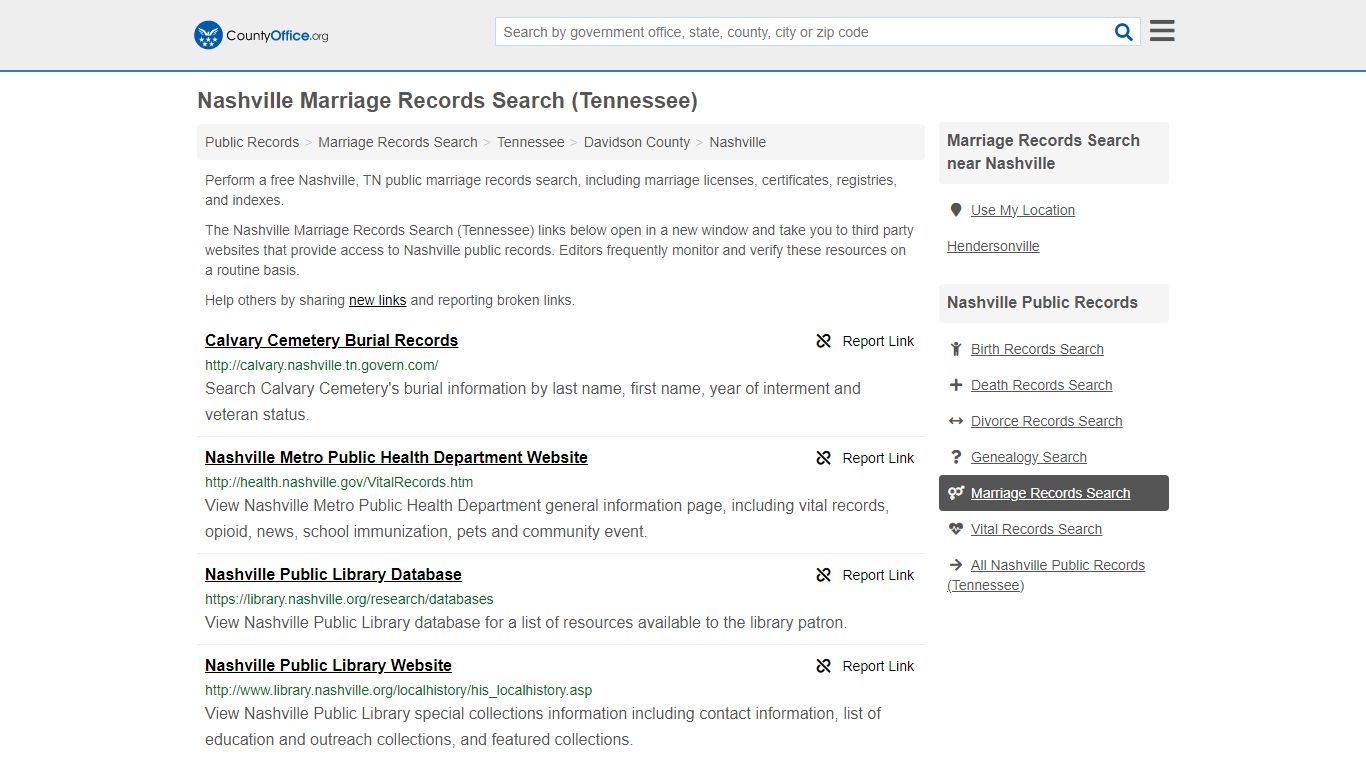 Marriage Records Search - Nashville, TN (Marriage Licenses & Certificates)