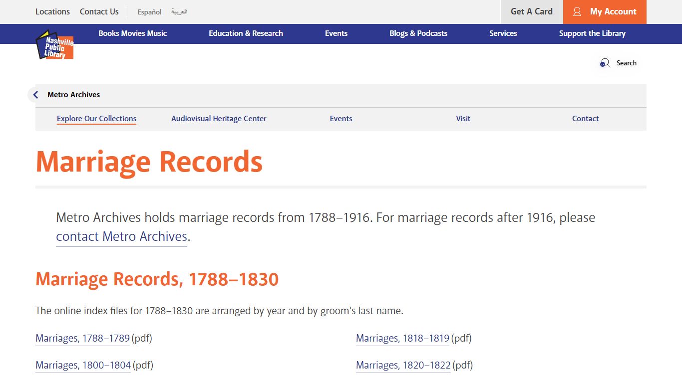 Marriage Records | Nashville Public Library